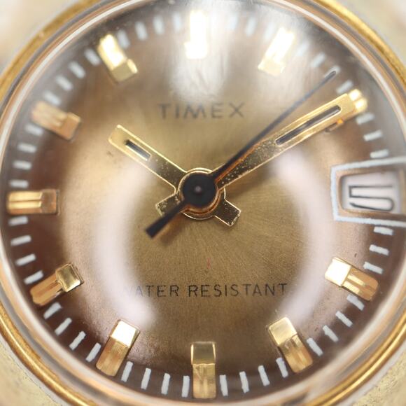 Vintage Timex Mechanical Womens Wind Up Watch Gold Bronze Tone w New Battery - Picture 5 of 16